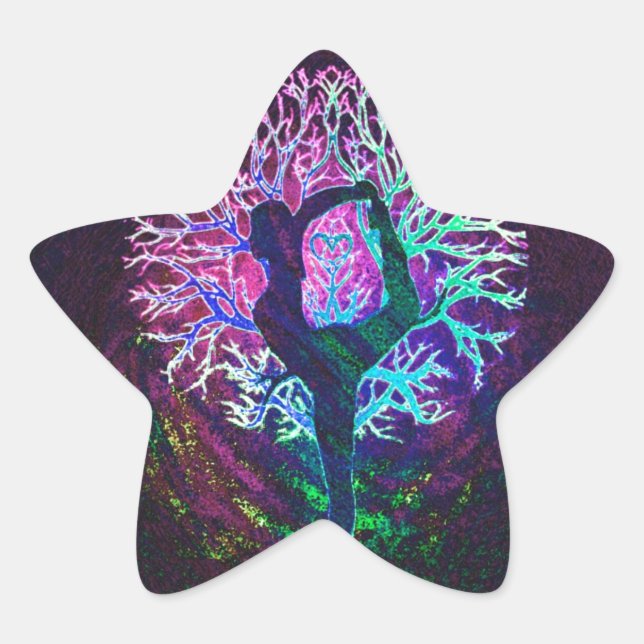 Yoga Tree Peace Rainbow Star Sticker (Front)