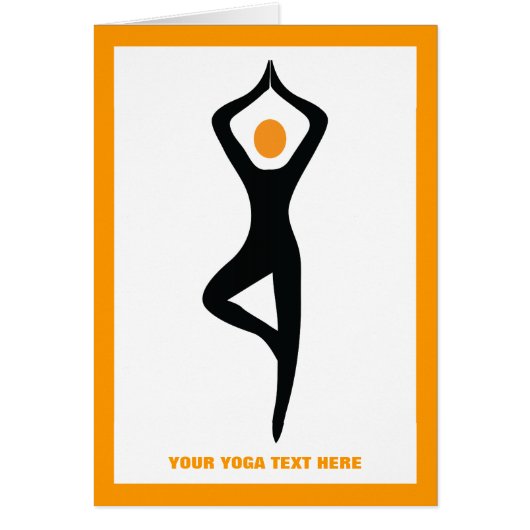 Yoga tree pose black, orange custom cards (Front)