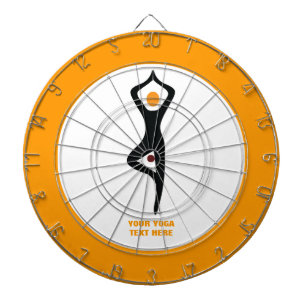 Yoga tree pose black, orange custom dart board