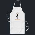 Yoga tree pose black, orange custom long apron<br><div class="desc">Yoga tree pose black, orange custom yoging gift design that features a minimalist icon of a black female yogi figure practicing the tree pose, or Vrksasana and your text on white background with orange border. This cool design is a template and it is completely customizable. Personalize it and change text...</div>