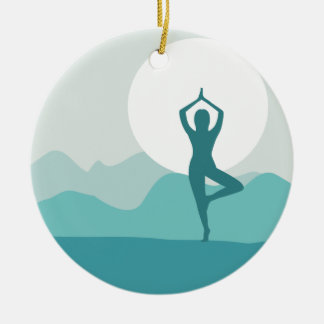 Yoga Tree Pose Ceramic Ornament