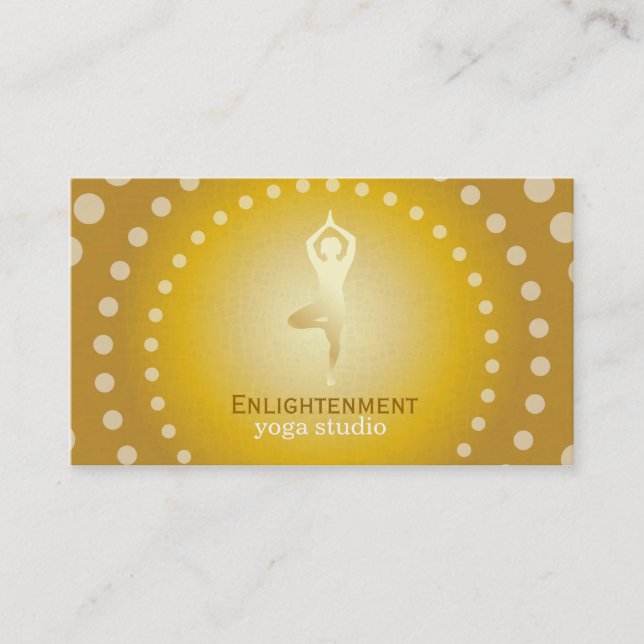 Yoga Tree Pose (gold) Business Card (Front)