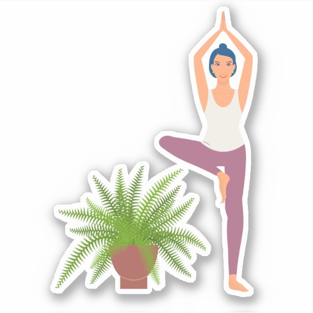 Yoga tree pose plant in pot transparent sticker (Front)