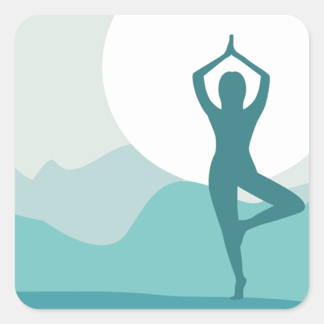 Yoga Tree Pose Square Sticker (Front)