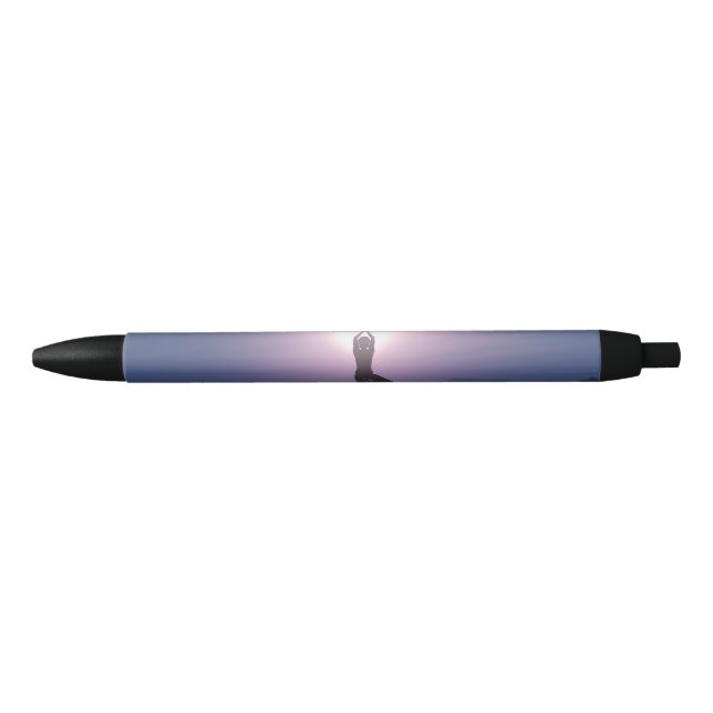 Yoga Tree Pose Vrksasana Black Purple Pen (Front)