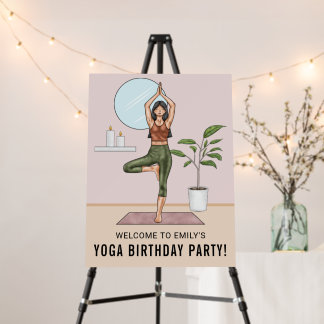 Yoga Tree Pose Workout Girl Birthday Party Welcome Foam Board