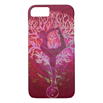 Yoga Tree -  Red  Pink  Gold Iphone 8/7 Case by thetreeoflife at Zazzle