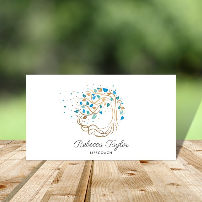 yoga trendy life coach tree of life landscape busi business card (Creator Uploaded)