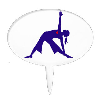 Yoga Triangle Pose Silhouette With Heart Cake Topper
