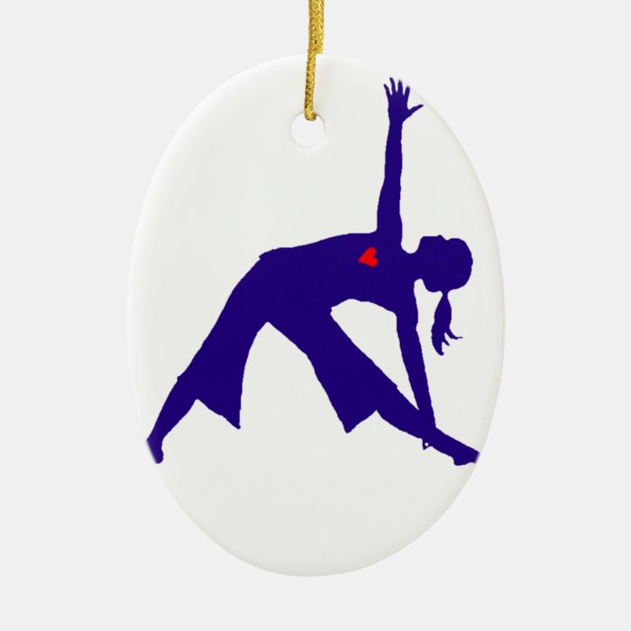 Yoga Triangle Pose Silhouette With Heart Christmas Ornament