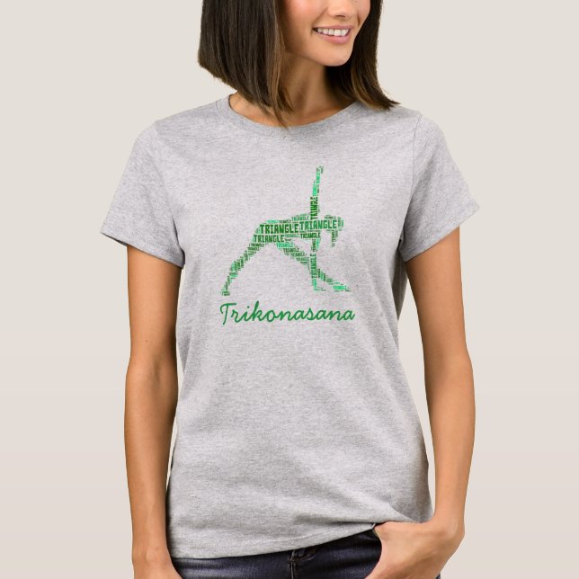 Yoga Triangle Pose Trikonasana In Greens T-Shirt (Front)