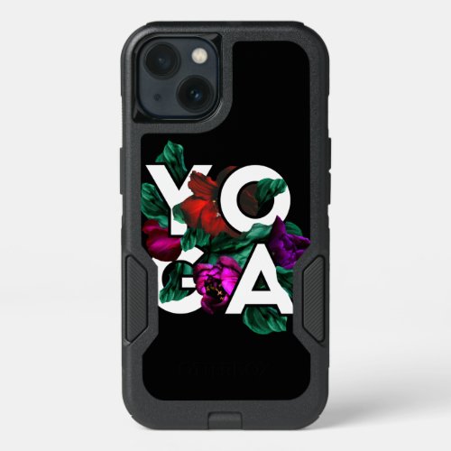 Yoga typography with florals iPhone 13 case
