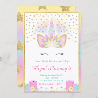 Yoga Unicorn Invitation, Unicorn Invitation