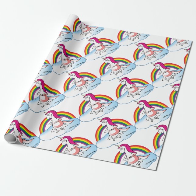 Yoga Unicorn Wrapping Paper (Unrolled)