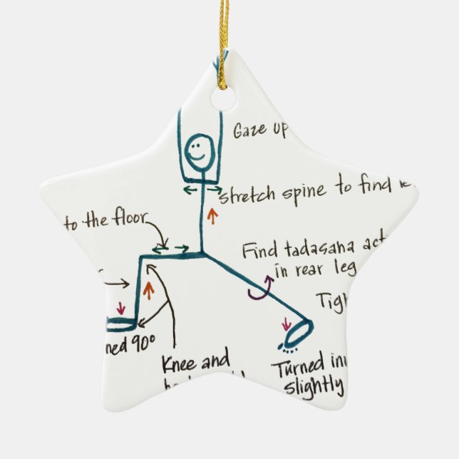 Yoga Warrior 1 Ceramic Ornament (Front)