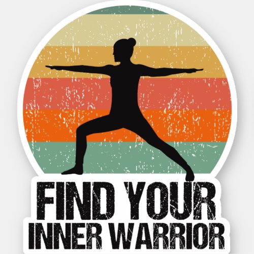 Yoga Warrior 2 Inspirational Quote Sunset Female Sticker
