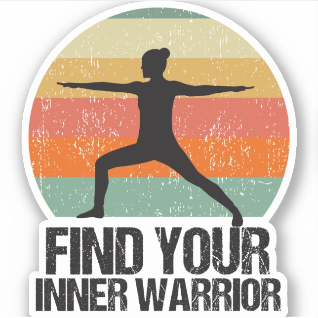 Yoga Warrior 2 Inspirational Quote Sunset Female Sticker (Front)