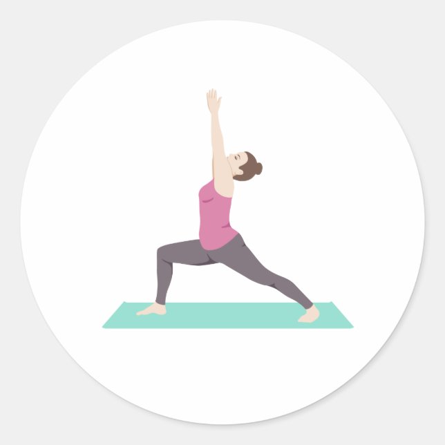 Yoga Warrior Pose Classic Round Sticker (Front)