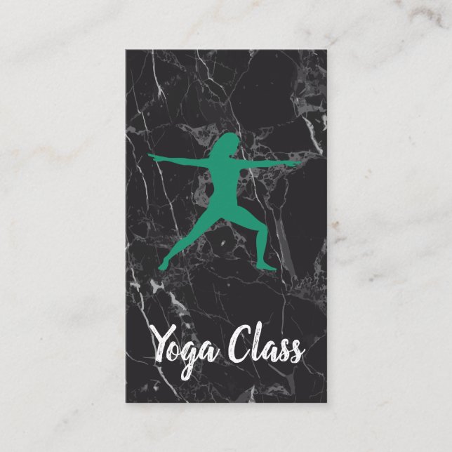 Yoga Warrior Pose | Marble Background Business Card (Front)