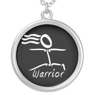 Yoga Warrior Pose Silver Plated Necklace