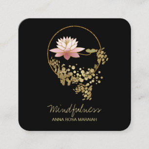 *~* Yoga Water Lily Lotus Mindfulness Glitter Square Business Card