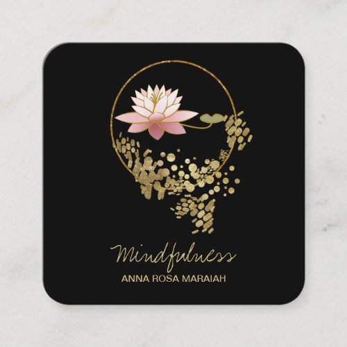  Yoga Water Lily Lotus Mindfulness Glitter Square Business Card