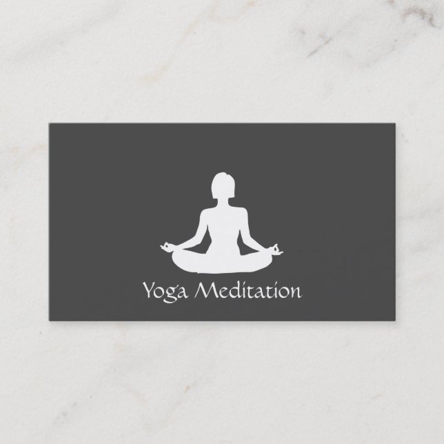 Yoga (white) Gray background Business Card (Front)