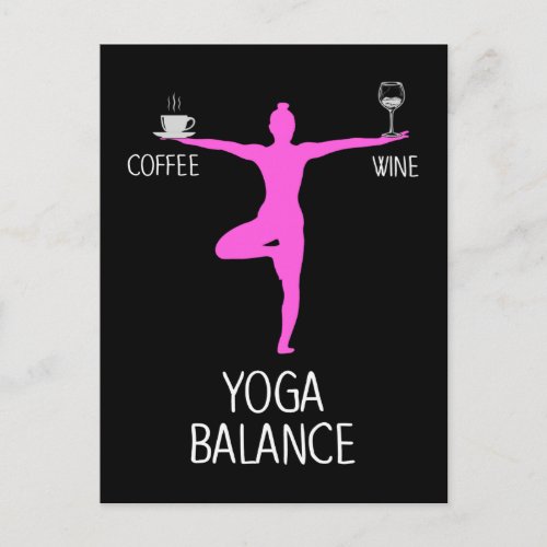 Yoga Wine and Coffee Lover Postcard