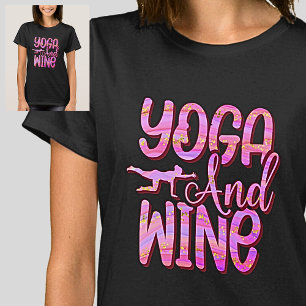 Yoga & Wine Pink Waves on Black T-Shirt