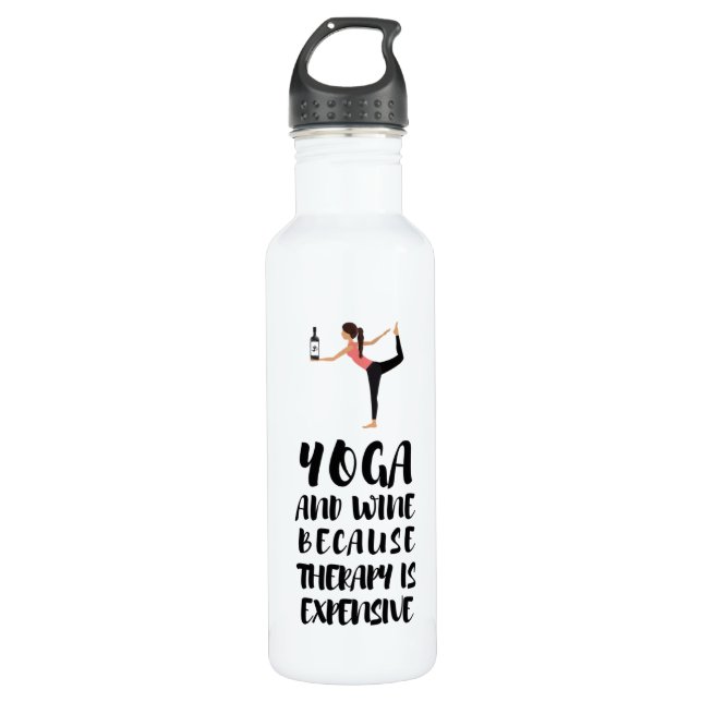 Yoga & Wine Stainless Steel Water Bottle (Front)