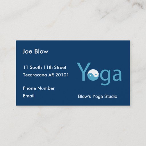 Customizable Yoga with Yin Yang in blue Business Card Templates
