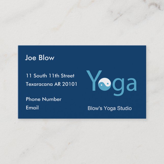 Yoga with Yin Yang in blue Appointment Card (Front)