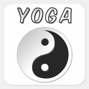 Yoga With Yin Yang Symbol Square Sticker