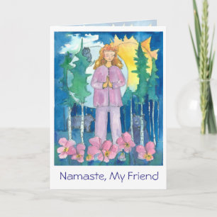 Yoga Wolf Owl Bear Wildlife Namaste My Friend Card