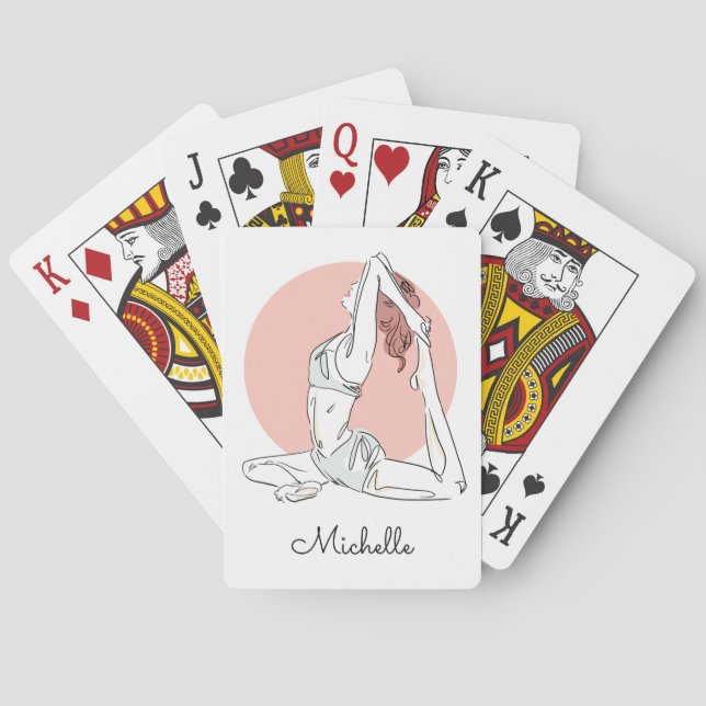 Yoga Woman custom name playing cards (Back)