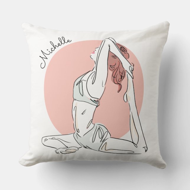 Yoga Woman custom name throw pillows (Front)