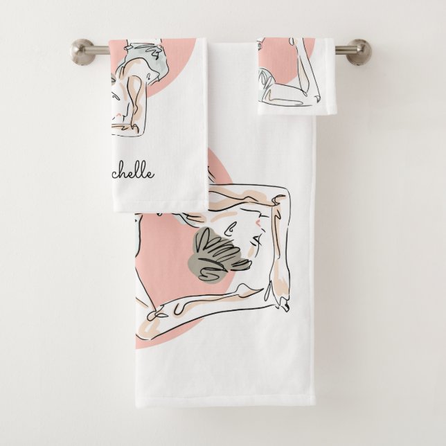 Yoga Woman custom name towel set (Insitu)