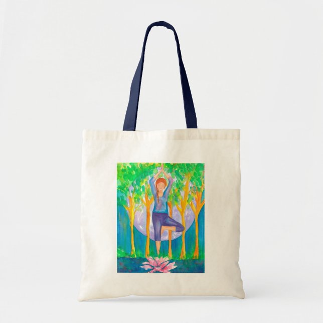 Yoga Woman Full Moon Tote Bag (Front)