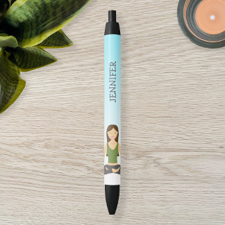 Yoga Woman In Lotus Pose And Custom Name Pen