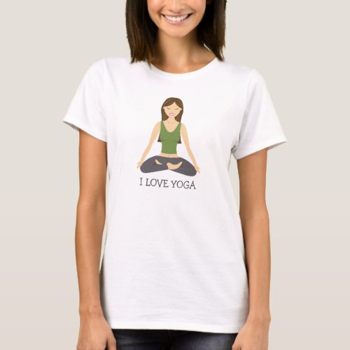 Yoga Woman In Lotus Pose And I Love Yoga Text T_Shirt