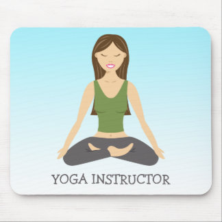 Yoga Woman In Lotus Pose And Yoga Instructor Text Mouse Pad