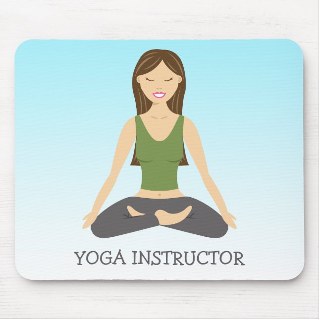 Yoga Woman In Lotus Pose And Yoga Instructor Text Mouse Pad (Front)
