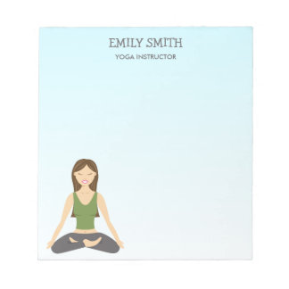 Yoga Woman In Lotus Pose And Yoga Instructor Text Notepad