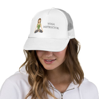 Yoga Woman In Lotus Pose And Yoga Instructor Text Trucker Hat