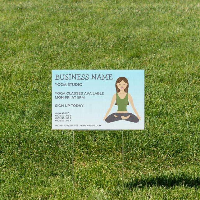 Yoga Woman In Lotus Pose Custom Yoga Business Sign (Insitu)