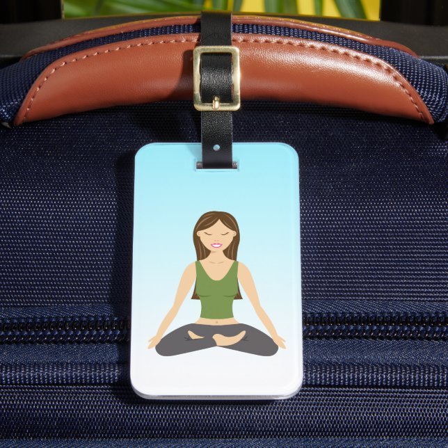 Yoga Woman In Lotus Pose Luggage Tag (Front Insitu 2)