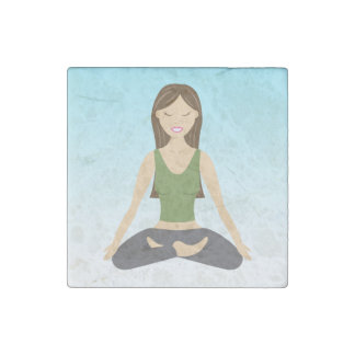 Yoga Woman In Lotus Pose Stone Magnet