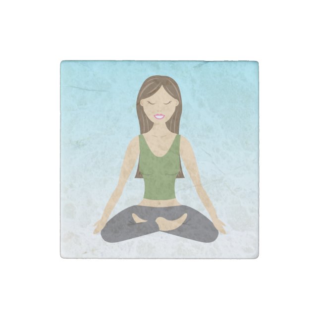 Yoga Woman In Lotus Pose Stone Magnet (Front)