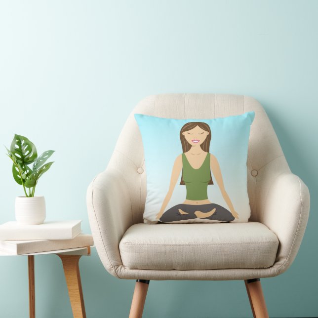 Yoga Woman In Lotus Pose Throw Pillow (Chair)