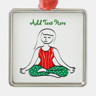 Yoga Woman in Seated Pose Christmas Metal Ornament